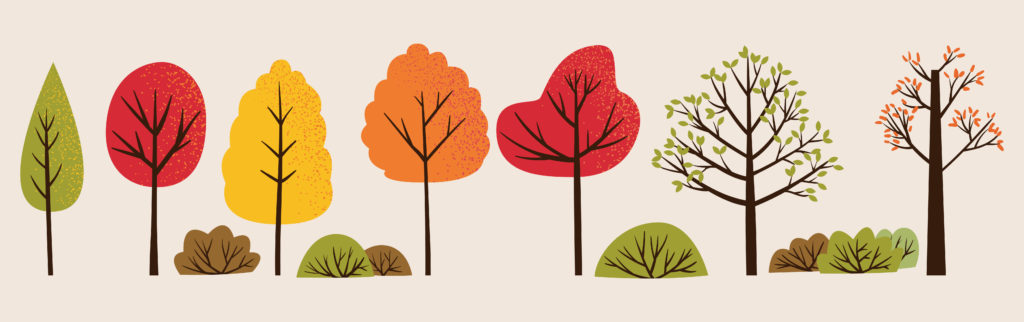 Artistic rendition of colorful fall trees