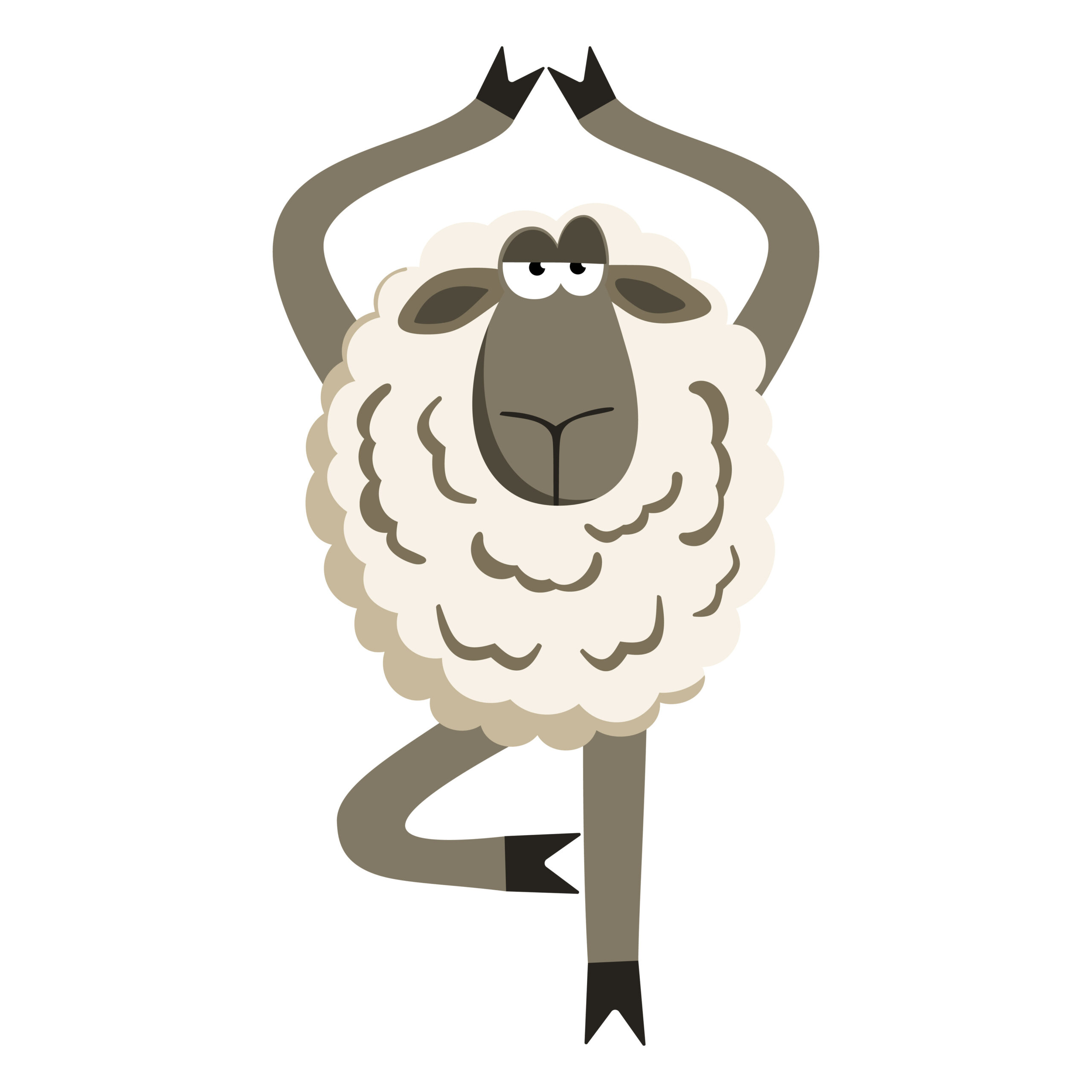 cartoon of lamb doing the tree pose.