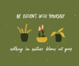 "be patient with yourself nothing in nature blooms all year.